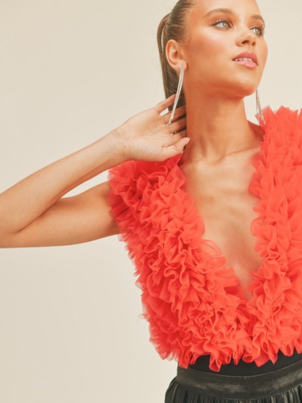 Red Tulle Bodysuit
